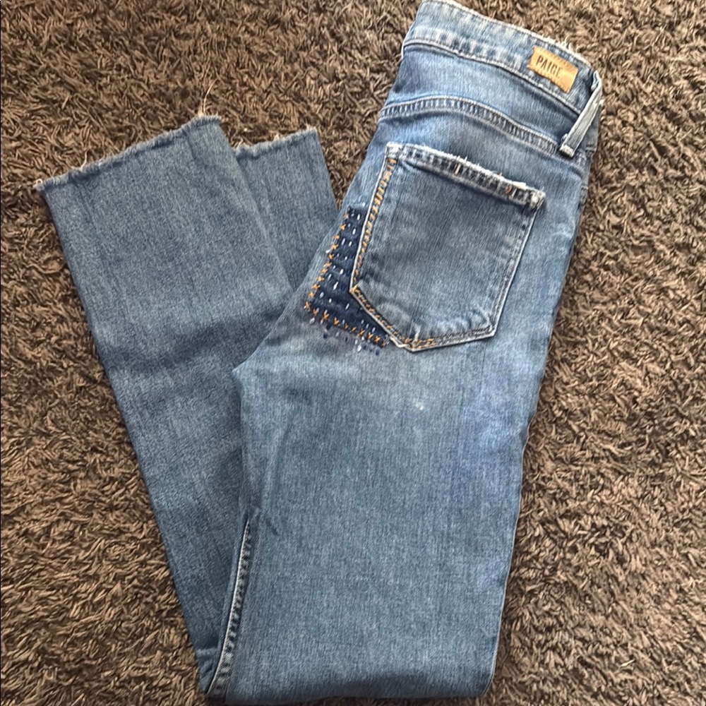 PAIGE Blue Straight Leg Jeans Classic Style